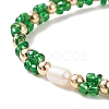 Glass Seed & Imitation Pearl Braided Flower Beaded Bracelet for Women BJEW-JB08559-4