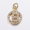 Long-Lasting Plated & Rack Plating Brass Micro Pave Cubic Zirconia Letter Charms ZIRC-A007-04B-G-1