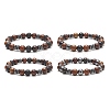 Gemstone & Wood Beaded Stretch Bracelet for Women BJEW-JB09153-1