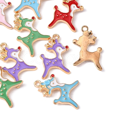 10Pcs 5 Colors Alloy Enamel Pendants ENAM-YW0002-08-1