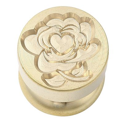 Golden Tone Round Wax Seal Brass Stamp Heads AJEW-M040-01G-J-1