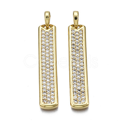 Brass Micro Pave Clear Cubic Zirconia Pendants X-KK-Q769-015-NF-1