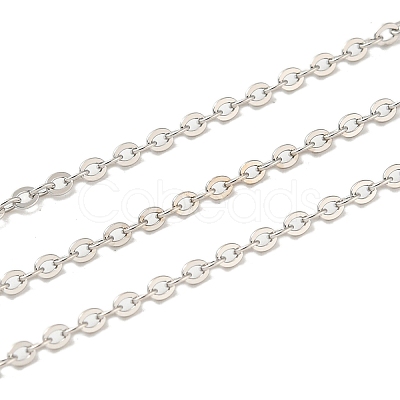 Anti-Tarnish Rhodium Plated 925 Sterling Silver Flat Cable Chains STER-F052-04P-05-1