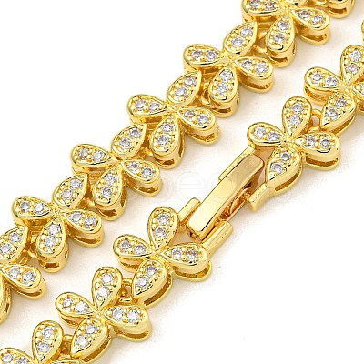 Rack Plating Brass Pave Cubic Zirconia Butterfly Link Necklaces NJEW-A031-03G-05-1