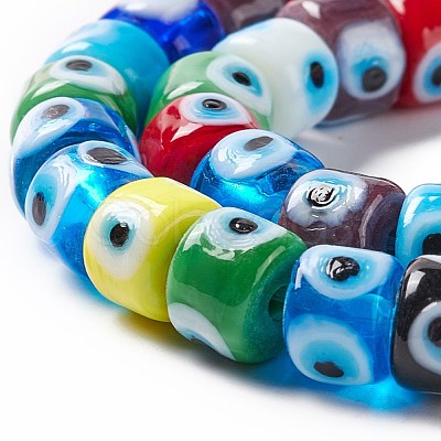 Handmade Evil Eye Lampwork Beads Strands X-LAMP-F024-01B-04-1