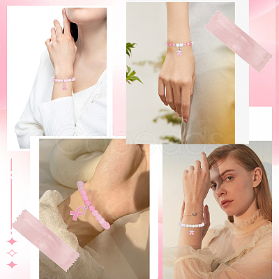 SUNNYCLUE DIY Breast Cancer Awareness Bracelet Making Kit DIY-SC0021-74-1