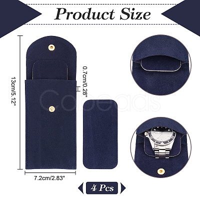 Rectangle Velvet Single Watch Storage Bag with Flip Cover ABAG-WH0044-46B-1