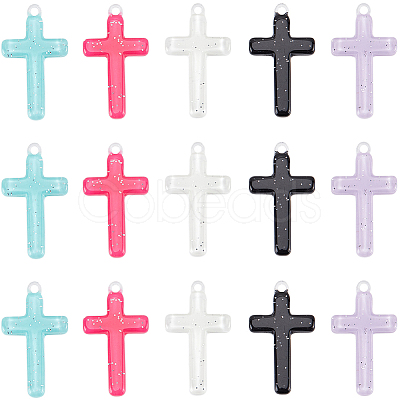 SUNNYCLUE 30Pcs 5 Colors Opaque Acrylic Pendants OACR-SC0001-35-1