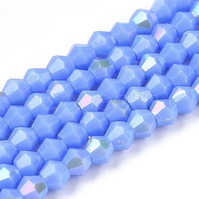 Opaque Solid Color Electroplate Glass Beads Strands EGLA-A039-P2mm-L19-1