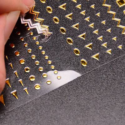 PET 3D Gold Metal Sticker Chain Zipper Metal Decal MRMJ-WH0072-83-1