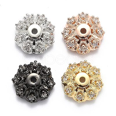 Multi-Petal Brass Micro Pave Cubic Zirconia Bead Caps X-ZIRC-F088-038-M-1