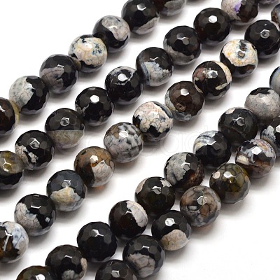 Dyed Natural Agate Faceted Round Beads Strands G-E269-05-1