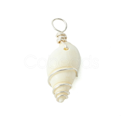 Natural Spiral Shell Pendants PALLOY-JF02792-02-1