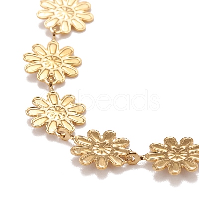 Enamel Daisy Link Chain Necklace NJEW-P220-01G-05-1