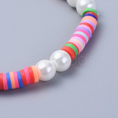 Handmade Polymer Clay Heishi Beads Kids Stretch Bracelets BJEW-JB04326-M-1