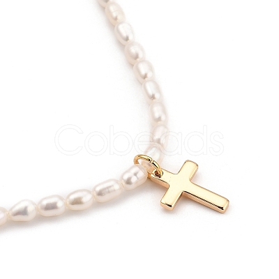 Cross Brass Pendant Necklaces NJEW-JN02972-02-1