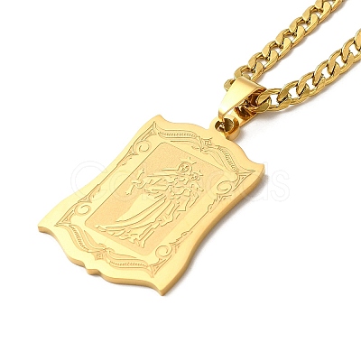 Rectangle with Virgin Mary
 Pendant Necklaces NJEW-C043-01G-1