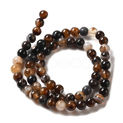 Natural Striped Agate/Banded Agate Strands G-Q842-6mm-M-1