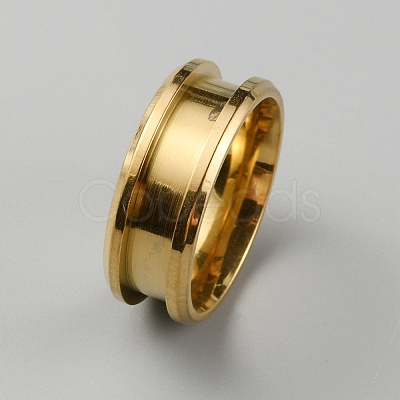 304 Stainless Steel Grooved Finger Ring Settings RJEW-WH0010-08B-G-1