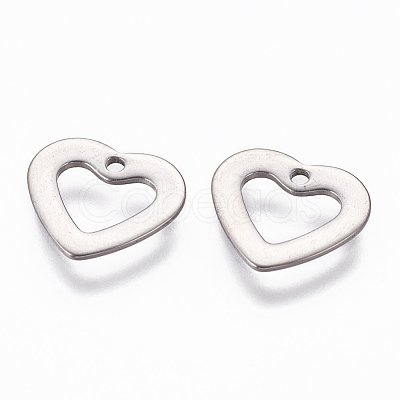 Tarnish Resistant 201 Stainless Steel Open Heart Charms STAS-L234-068P-1