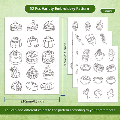 4 Sheets 11.6x8.2 Inch Stick and Stitch Embroidery Patterns DIY-WH0455-138-1