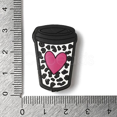 Heart Cow Printed Coffee Cup Mug Silicone Focal Beads SIL-M006-06B-1