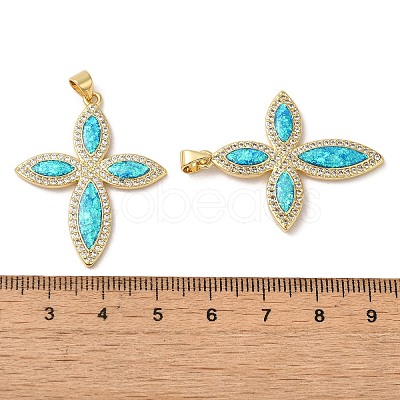 Rack Plating Brass Micro Pave Cubic Zirconia Pendants KK-P268-17J-G-1