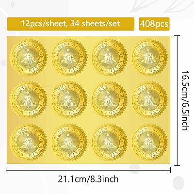 34 Sheets Self Adhesive Gold Foil Embossed Stickers DIY-WH0509-078-1