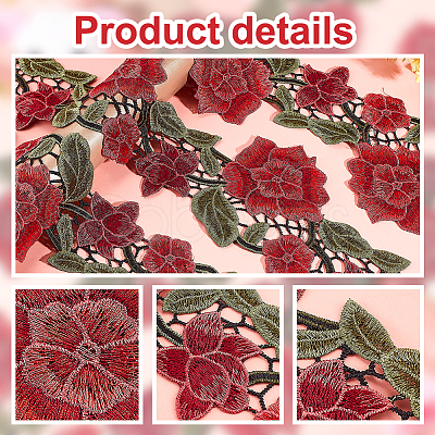 PandaHall Elite Embroidery Polyester Lace Ribbons SRIB-PH0001-28-1