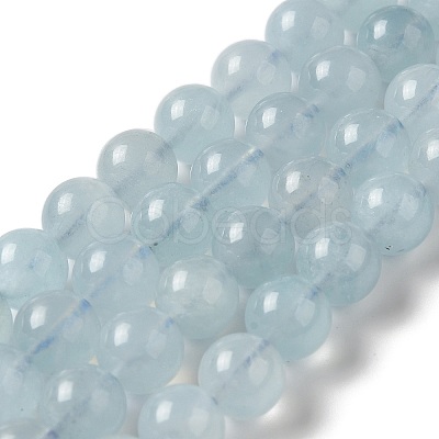 Round Natural Aquamarine Bead Strands G-F289-04-8mm-1