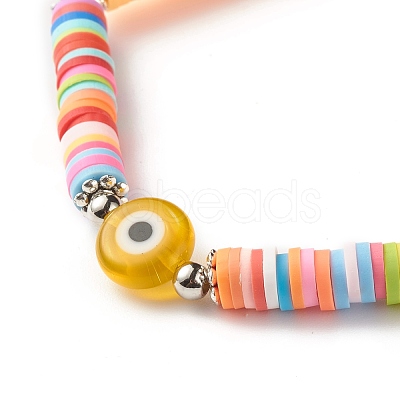 Handmade Polymer Clay Heishi Beads Stretch Bracelet BJEW-JB07372-02-1