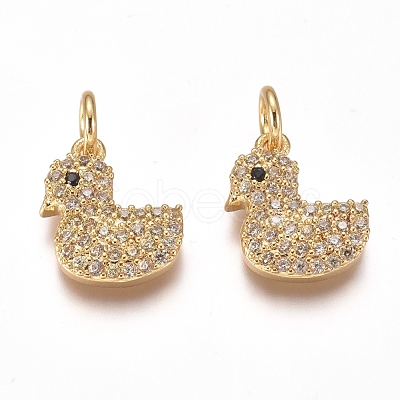 Brass Micro Pave Cubic Zirconia Charms ZIRC-I038-10G-1