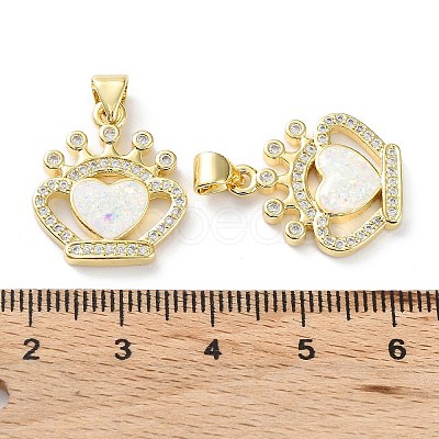 Rack Plating Brass Micro Pave Cubic Zirconia Pendants KK-C041-13G-1