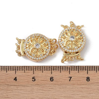 Rack Plating Brass Micro Pave Clear Cubic Zirconia Box Clasps KK-G494-06G-1