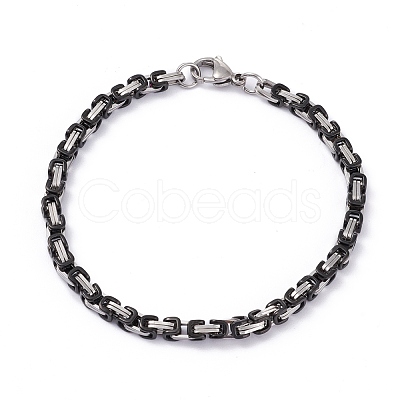 PVD Vacuum Plating 304 Stainless Steel Byzantine Chain Bracelets BJEW-I295-02A-EBP-1