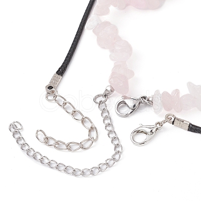 2Pcs 2 Style Natural Rose Quartz Bullet & Alloy Sun Pendant Necklaces Set NJEW-JN04514-04-1