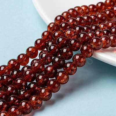 Spray Painted Crackle Glass Beads Strands CCG-Q001-8mm-16-1