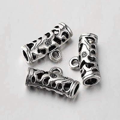 Tibetan Style Alloy Hollow Tube Bail Beads Tube Bails X-TIBEB-O004-46-1