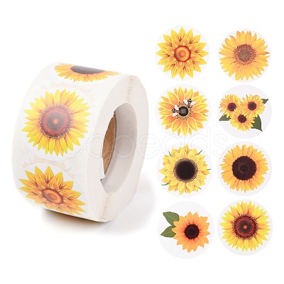 Sunflower Theme Paper Stickers X-DIY-L051-001-1