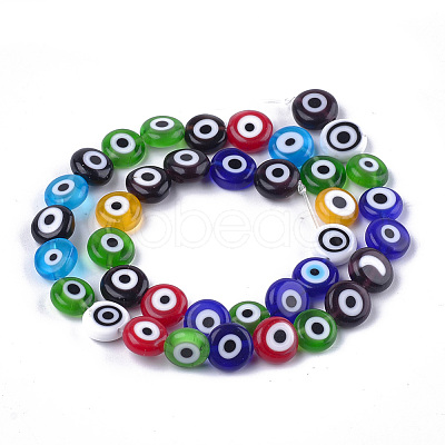 Handmade Evil Eye Lampwork Beads Strands LAMP-S191-02C-13-1