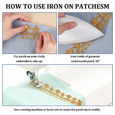 Iron on/Sew on Polyester Embroidery Flower Lace Ribbon SRIB-WH0026-32A-1