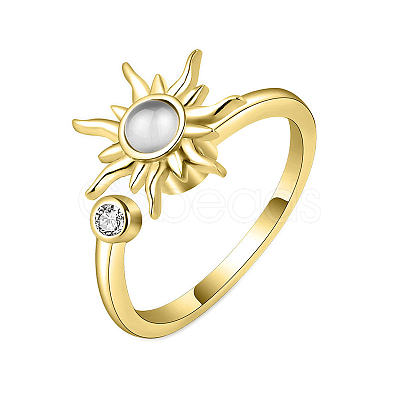 Sun Cat Eye Rotatable Open Cuff Ring for Women PW-WG28B2C-01-1