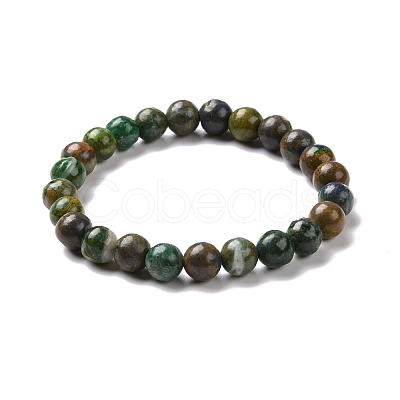 Natural Gemstone Stretch Beaded Bracelets G-A185-01L-1