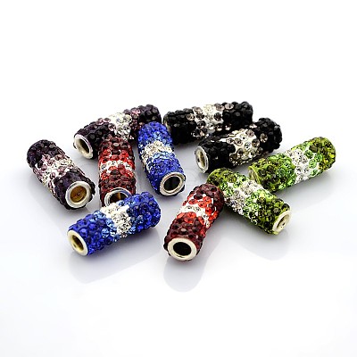 Polymer Clay Grade A Rhinestone Tube Beads RB-F004-01-1