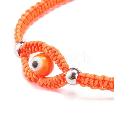 Lampwork Evil Eye Braided Bead Bracelet BJEW-JB07857-1