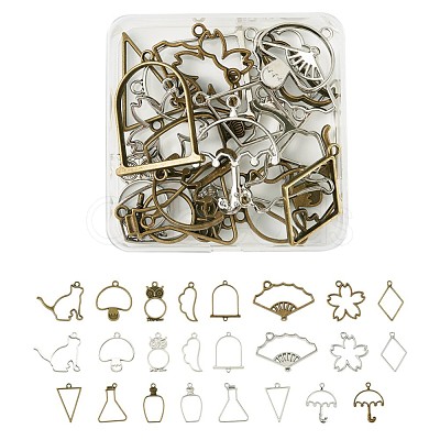 Yilisi Rack Plating Alloy Open Back Bezel Pendants PALLOY-YS0001-04-1