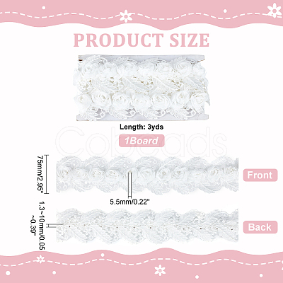 3 Yards Polyester Flower Lace Trim OCOR-WH0082-28-1