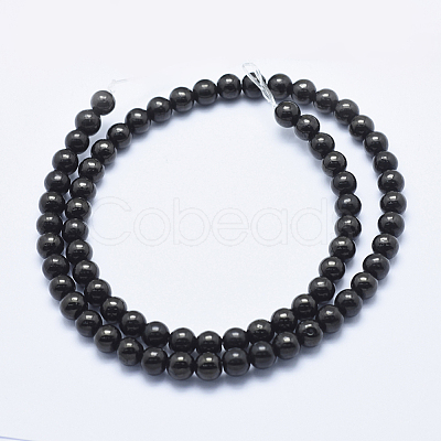 Natural Coal Quartz Bead Strands G-E444-39-6mm-1