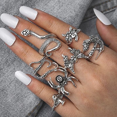 Halloween Allloy Finger Ring Sets PW23032032388-1