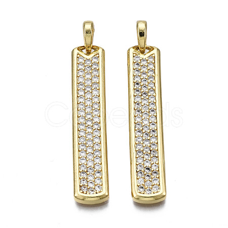 Brass Micro Pave Clear Cubic Zirconia Pendants X-KK-Q769-015-NF-1